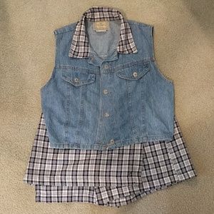 Denim & Plaid 2 Piece Set (MAKE AN OFFER!!!)